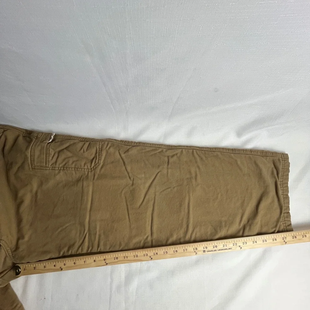 LL Bean Cargo Pants Mens 38x30 Brown Fleece Lined Cotton Canvas Outdoor 277830‎